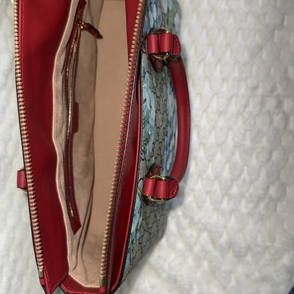 Gucci Blooms GG Floral Supreme Canvas Leather Handbag-546316-Authentic-NWT - Picture 8 of 16